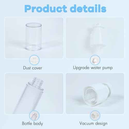 0.5 OZ/15ML Airless Pump Bottles, 3 Pack Lotion Dispenser Travel Size Pump Bottles, Vacuum Cosmetic Travel Bottle for Lotion, Creams, Foundation, Cosmetic, with Labels, Wooeden Stick
