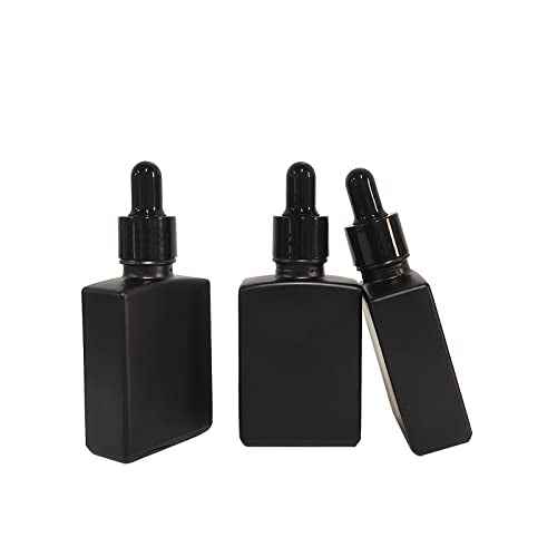 12 Pack 1 oz Black Square Glass Dropper Bottle for Essential Oil, 30ml /1 oz Black Coated Glass Bottle with Eye Droppers, for Perfume, Serums and Liquids