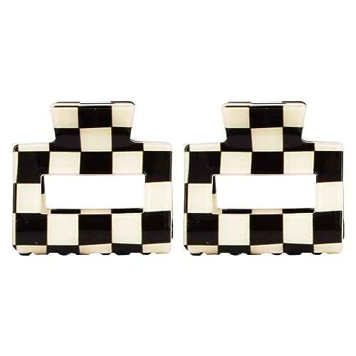 Chess Board Hair Clips for Women Small Size Cute Claw Clip for Girls Hair Clips Claw Black White Hair Accessories for Women Girls, 2 Pack