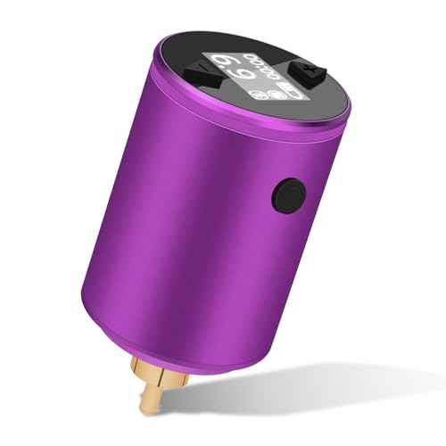 ATOMUS Cordless Tattoo Power Supply, Wireless Tattoo Battery Pack RCA Connector USB Rechargeable 1600mAh Battery Capacity OLED Display for Tattoo Pen Rotary Tattoo Machine