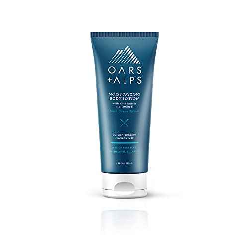 Oars + Alps Body Lotion, Moisturizing Body Lotion with Vitamin E, Shea Butter & Magnesium for All Skin Types, Hydrating, Soothing, Quick Absorbing, Non Greasy, Fresh Ocean Splash, 8oz