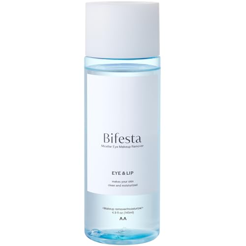 Bifesta Eye & Lip Micellar Makeup Remover 4.9 fl oz (145ml) ? Dual-Phase Waterproof Makeup Remover, Non-Greasy, Fragrance-Free by MANDOM, Made in Japan