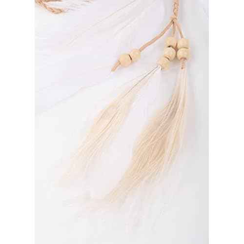 Jumwrit Bohemian Feather Headband Indian Gypsy Headpiece Adjustable Tassel Hairband Hippie Accessories for Women Girls