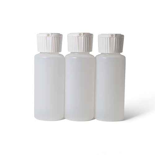 Translucent Squeeze Plastic Bottles with Flip Top Caps, 2 oz TSA Approved, Set of 3, Chemical Resistant, FDA Compliant. Safe for Premium Costmetic, Shampoo, Conditioner and DIY projects.