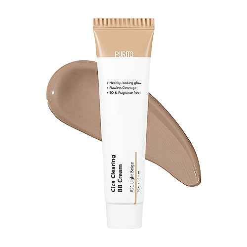 PURITO Cica Clearing BB Cream #21 Light Beige 1 fl.oz / 30ml, Vegan bb cream, tinted