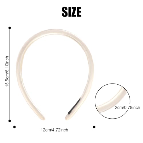 Headbands for Women, Black White Womens Thick Silk Satin Super Soft & Comfortable Sponge Padded Headbands Hair Bands Hoops Accessories for Women Girls