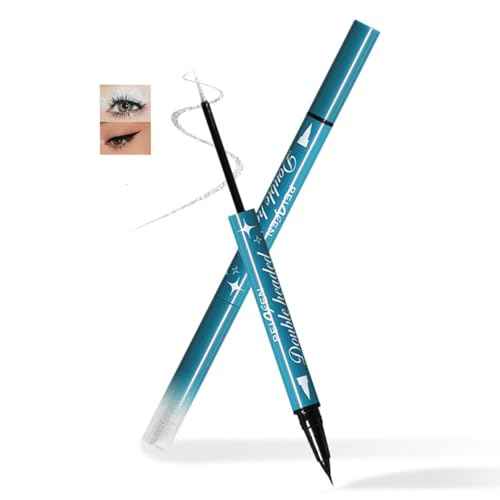 Dual-ended liquid eyeliner, ultra-fine tip shimmering eyeshadow eyeliner, high-pigment fluorescent pen - create the perfect eye makeup, waterproof and quick-drying. (01#DREAM SHINING)