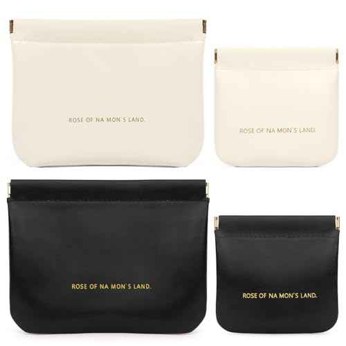 4Pcs Small Makeup Bag for Purse, Mini Travel Cosmetic Bags for Women Portable Coin Purse Lipstick Organizer Makeup Pouch (Black and White)