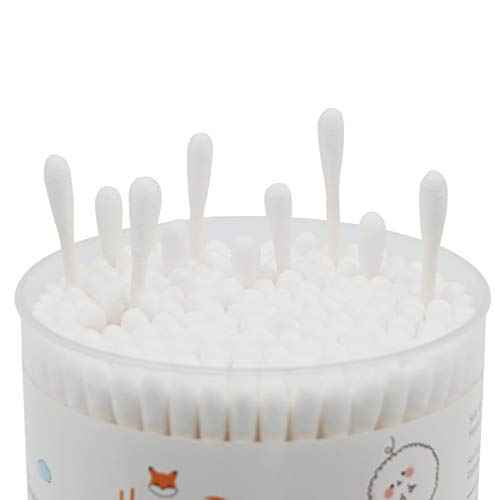 Cotton Swabs Precision Pointed - 400 Count Pointy Organic Cotton Buds Double Side Tightly Wrapped Cotton Tips Paper Stick Soft Gentle Lint-Free Cruelty-Free, Pointy & Round (White)