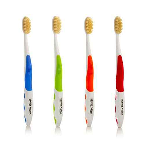 MOUTHWATCHERS Dr Plotkas Soft Bristle Flossing Toothbrush Manual Soft Toothbrush for Adults, Ultra Clean, Good for Sensitive Teeth and Gums, Variety 4 Pack, Colors May Vary