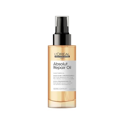 L'Oreal Professionnel Paris Absolut Repair 10-in-1 Oil - Nourishing Multi-Benefit Hair Oil For Dry & Damaged Hair, Repairs Damage Repair & Provides Shine