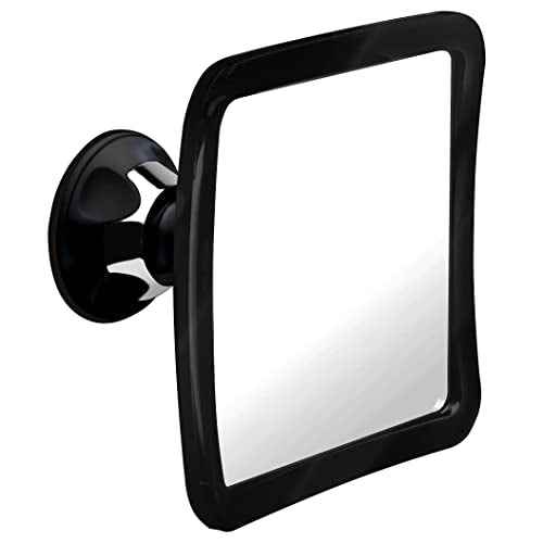 MIRRORVANA Fogless Shower Mirror for Shaving with Upgraded Suction, Anti Fog Shatterproof Surface and 360¡Æ Swivel, 1X Magnifying, 6.3 x 6.3 Inch (Black)