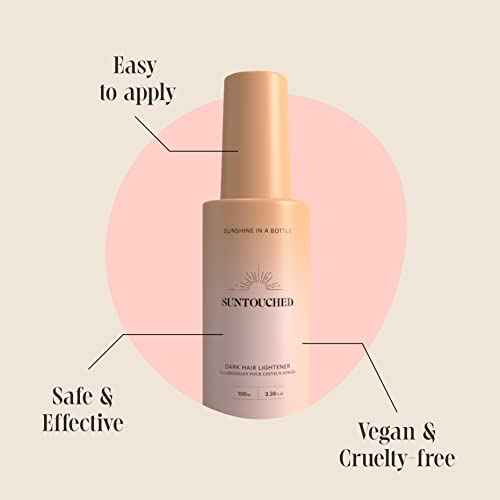 Suntouched Sun Hair Lightener for Dark Hair - Citrus & Chamomile Lightening Spray for Brunette Highlights - Vegan, Cruelty Free, Paraben Free, Ammonia Free, Bleach Free, 3.38 FL Oz Spray