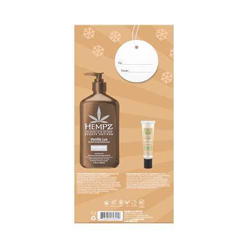 Hempz Winter Hydration Vanilla Gift Set, Body Loton and Lip Balm Duo, Limited Edition, 17 oz and .44 oz
