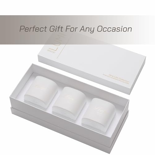 Set of 3 Scented Soy Candles Gift Set | One Life Collection | Orange Blossom, White Tea and White Bloom | Crackling Wood Wick | 50+ HR Burn, 9.8oz Each | Luxury Soy Candle Gift for Women & Home