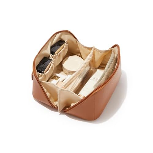 EACHY Travel Makeup Bag,Large Capacity Cosmetic Bags for Women,Waterproof Portable Pouch Open Flat Toiletry Bag Pattern Makeup Bag