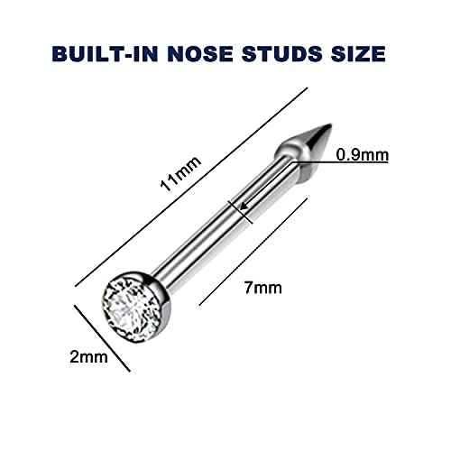 GCHSSS 2 Pack Nose Piercing Kit, Disposable Safe Sterile Piercing Unit For Self Nose Piercing Gun, Nose Stud Tool with Free 10 Nose Rings (White+Black)