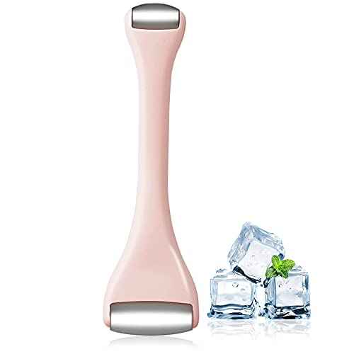 Mini Eye Ice Roller for Eyes Puffiness - Facial Ice Roller and Mini Roller 2 in 1 - Massager for Migraine Relief Tighten Pores Under-Eye Pain Relief - Reduce Wrinkle Puffy for Face Arms (Pink)
