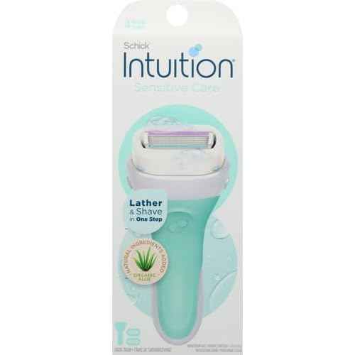 Schick Intuition Razors for Women with Sensitive Skin | 1 Razor & 2 Intuition Razor Blades Refill with Organic Aloe