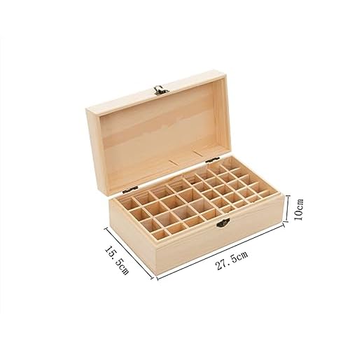Pure Vie Essential Oil Wooden Storage Box Travel Display Presentation, Holds 36 Bottles for 5, 10, 15ml - Aromatherapy Organizer Nail Polish Fragrance Container - Keep Your Oils Safe & Space Saver