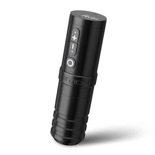 Ambition Wireless Tattoo Machine with 2400mAh Power Supply Digital LCD Display Rotary Tattoo Cartridge Gun Battery Pen with Brushless Motor Straight Drive Bar for Tattoo Artist