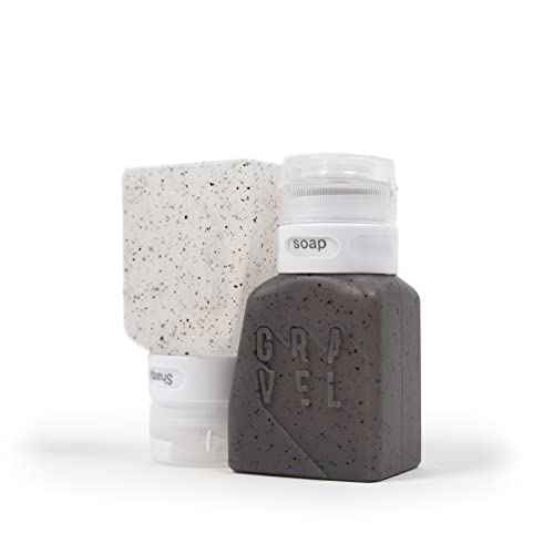 Gravel Travel Bottles 3oz (2-Pack) ? Leakproof, BPA-Free, TSA Approved with Label System (Clear & Gray)