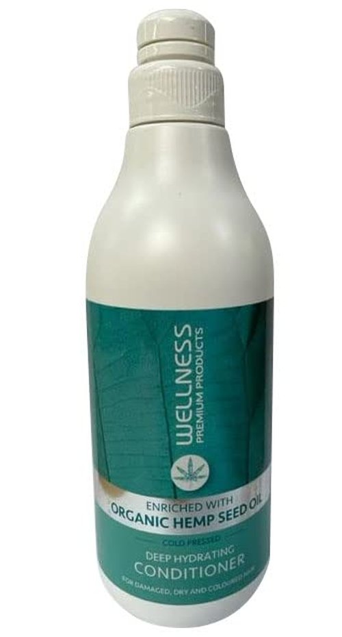 Wellness Premium Hydration Conditioner for All Hair Types| Enriched with Organic Cold Pressed Hemp Seed Oil | Clean Beauty Ingredients (33.8 Ounce - 1 Liter)
