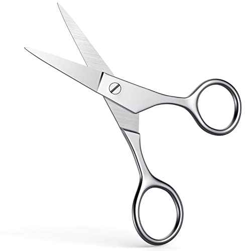 Small Scissors, Eyebrow Scissors, Nose Hair Scissors, Professional Grooming Scissors for Hair, Eyelashes, Nose, Eyebrow Trimming, Mustache. -AsonTao (Small scissors -Tip design)
