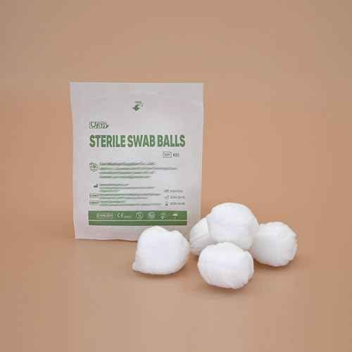 Sterile Cotton Balls for Medical Use, 100% Nonwoven Balls for Sensitive Skin, Sterile Individually Packaged, Size XL (16 Pack/Box)