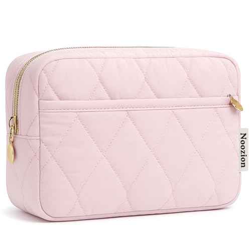 Noozion Makeup Bag, Travel Cosmetic Bag, Puffy Padded Toiletry Bag for Women, Makeup Organizer Case, Wide-open Pouch Purse, Travel Essentials