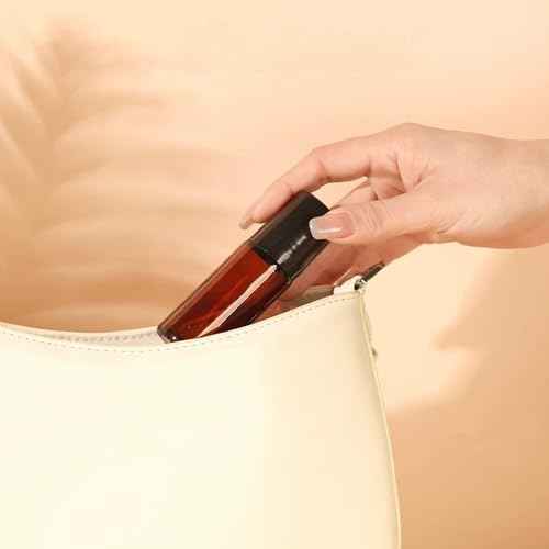 2 Pcs 50ml Amber Glass Roll On Bottles - Empty Refillable Rollerball Containers for DIY Deodorant, Essential Oils, Perfume & Skincare Making (50ml Brown)