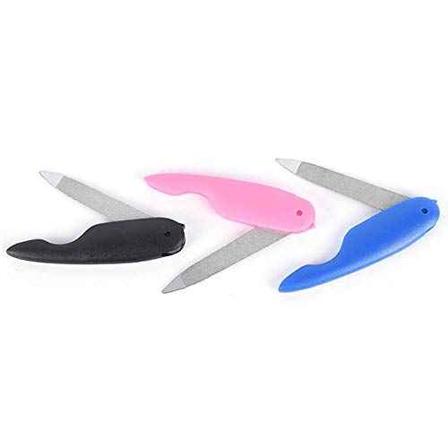RAYNAG 10 Pack Folding Pocket Size Nail File Stainless Steel Manicure Nail Care,Random Color