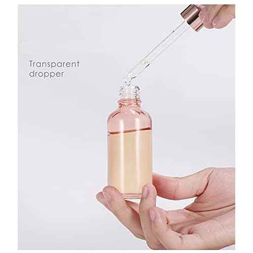 4 Pack Glass Dropper Bottles,10ml/15ml/30ml/50ml/100ml Essential Oil Bottles Dropping Bottles With Rose gold Lids Perfume Empty Travel Sample Vials Essence Liquid Cosmetic Containers(15ml)