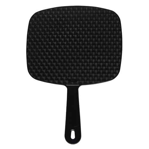 Diane Professional Quality Hand Mirror, Single Sided Hand Held Mirror with Handle for Salon, Barber, Vanity, Grooming, Shaving, and Travel, Medium, 7.5" x 10.75", Black