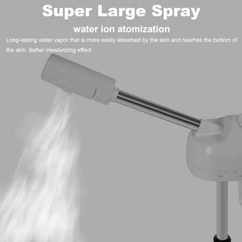 Professional Facial Steamer with Hot Mist Function, Stand Facial Steamer On Wheels, Height Adjustable & 360¡Æ Rotatable Nozzle, Use at Home & Salon SPA