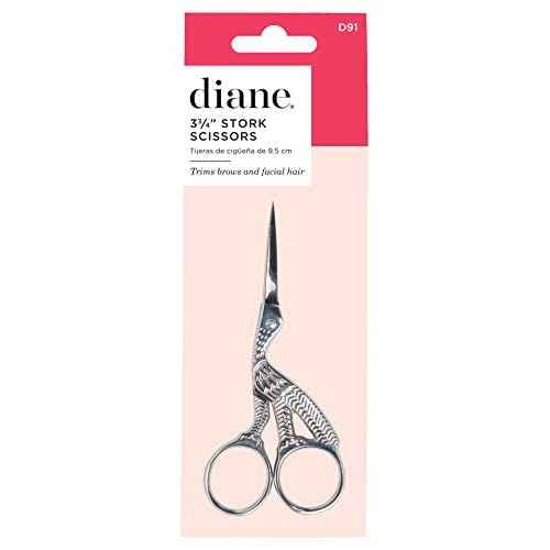 Diane Stork Scissors for Eyebrow Trimming, Facial Hair Grooming Shears, Beauty Tools and Accessories for Women and Men, Silver, 3.75¡±