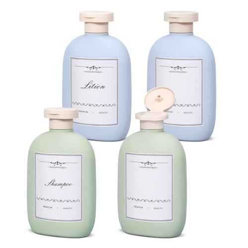 8.8 oz Plastic Travel Shampoo Bottles, Empty Plastic Squeeze Bottles with Flip Cap for Toiletries, Leakage-proof Travel Shampoo and Conditioner Bottles