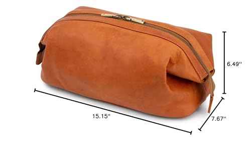 BERLINER BAGS Vintage Leather Cosmetic Bag Ben XL, Toiletry Bag for Women and Men, for Travelling - Brown