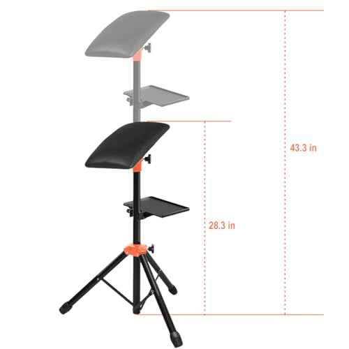 Tattoo Armrest With Tray, Tattoo Arm Rest Foldable Tattoo Tripod Black Leather Pad Height Adjustable and Tilt for Tattoo Artist (Orange)