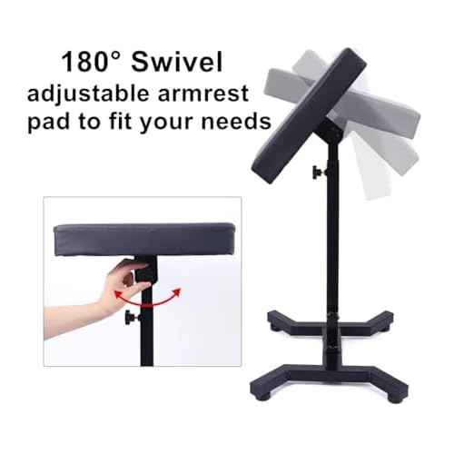 Adjustable Tattoo Armrest Stand Swivel Arm Rest Extra Thick Pad Non Slip Base