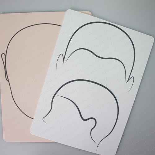 3pcs Tattooing and Permanent Makeup Practice Skin Scalp Micropigmentation Supplies Double-Sided SMP Silicone Sheet (Pink Skin- Blank Face and Scalp Template)