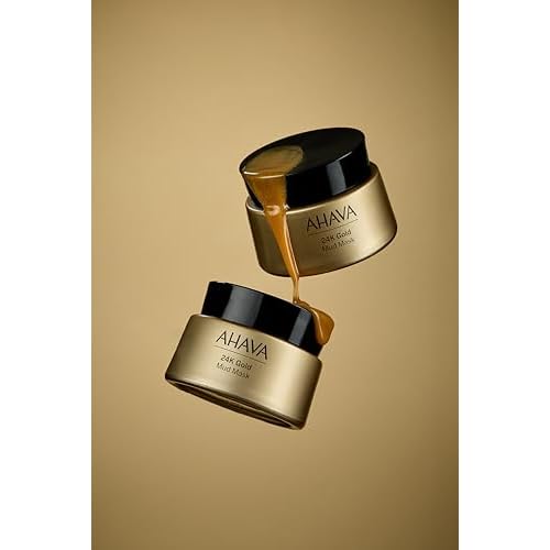 AHAVA 24K Gold Mineral Mud Mask - Luxury Mud Mask for Refined, Luminously Radiant Skin, Smoothes, Firms & Illuminates, includes 24K Gold, Osmoter, Dead Sea Mud, Matrixyl & Hyaluronic Acid, 1.7 Fl.Oz