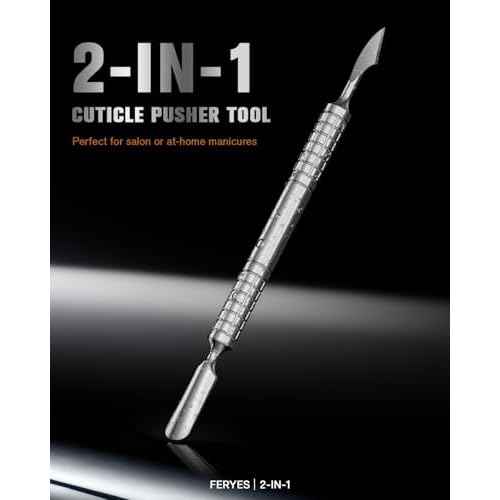 2025 Upgraded Dual Head Cuticle Pusher Remover Tool - Curved & Chisel Edge Stainless Steel, Ergonomic Non-Slip Handle for Professional Salon & Home Manicure Nail