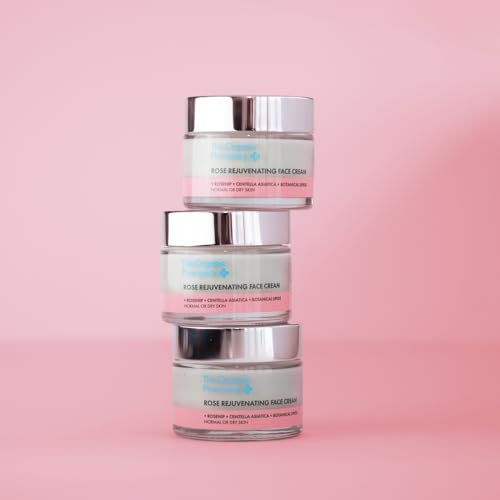 The Organic Pharmacy Rose Rejuvenating Face Cream, 50ml, Anti-aging Moisturizer with Rosehip Oil, Centella Asiatica, for All Skin Types
