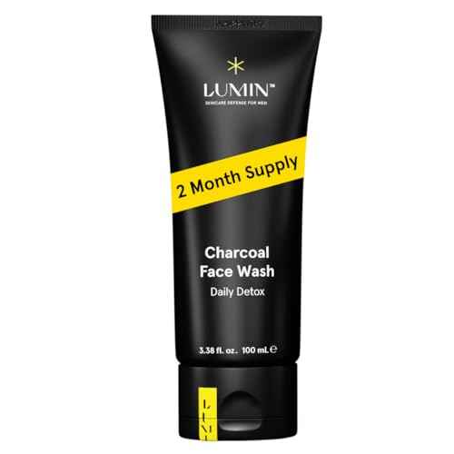 Lumin Charcoal Face Wash for Men ? Daily Detox Cleanser, Hydrating Face Wash, Gently Removes Dirt & Oil, Unclogs Pores, Exfoliates, Refreshing Skincare for All Skin Types, 3.4oz