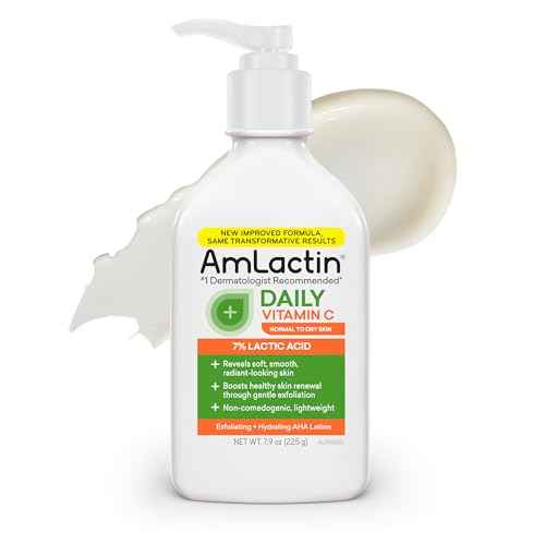 AmLactin Daily Vitamin C Lotion ? Brightening Body Lotion for Dry Skin - No-Scrub Exfoliator and Moisturizer with 7% Lactic Acid AHA and Vitamin C, 7.9 oz (Packaging May Vary)?