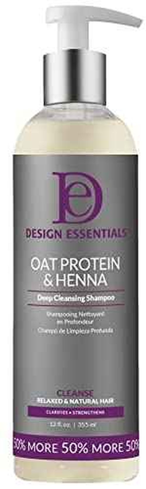 Design Essentials Oat Protein & Henna Deep Cleansing Shampoo for Relaxed & Natural Hair, Clarifies, Strengthens, & Volumizes Hair - Sulfate-Free, 8-Pound (Pack of 1)