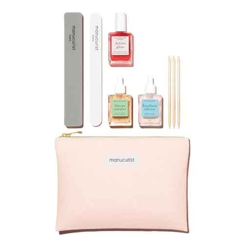 Manucurist Active Discovery Kit - Manicure Set - Nail Care Set, Vegan & Made in France: 1 Nail File, 1 Nail Buffer, 1 Cuticle Remover, 3 Wood Cuticle Pushers, 1 Active Glow, 1 Serum- Gifts for Women