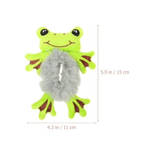 Angoily Hair Scrunchies, 4PCS Elasticity Hair Ties Cute Ring Plush Cat Belt Rubber Band Fluffy with Rope Frog Elastic Animal Scrunchies Ropes, Satin Ties for Girls, Plush Ties