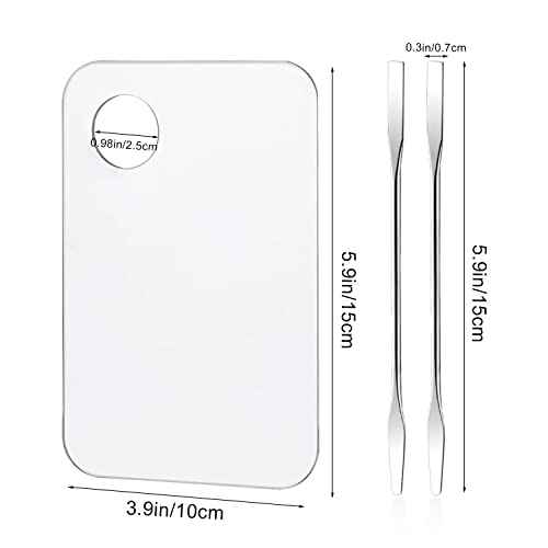2PCS Acrylic Cosmetic Palette with 2PCS Spatula Tool,Makeup Palette Mixing Tray Apply for Foundation Eye Shadow Lipsticks Nail Art Professional Pigment Blending